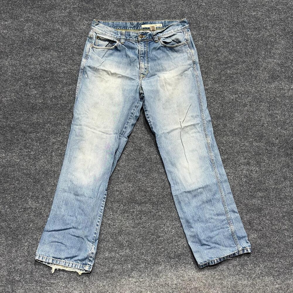 DKNY Jeans Jeans Mens 34x32 Blue Light Wash Straight Leg Distressed Frayed Denim